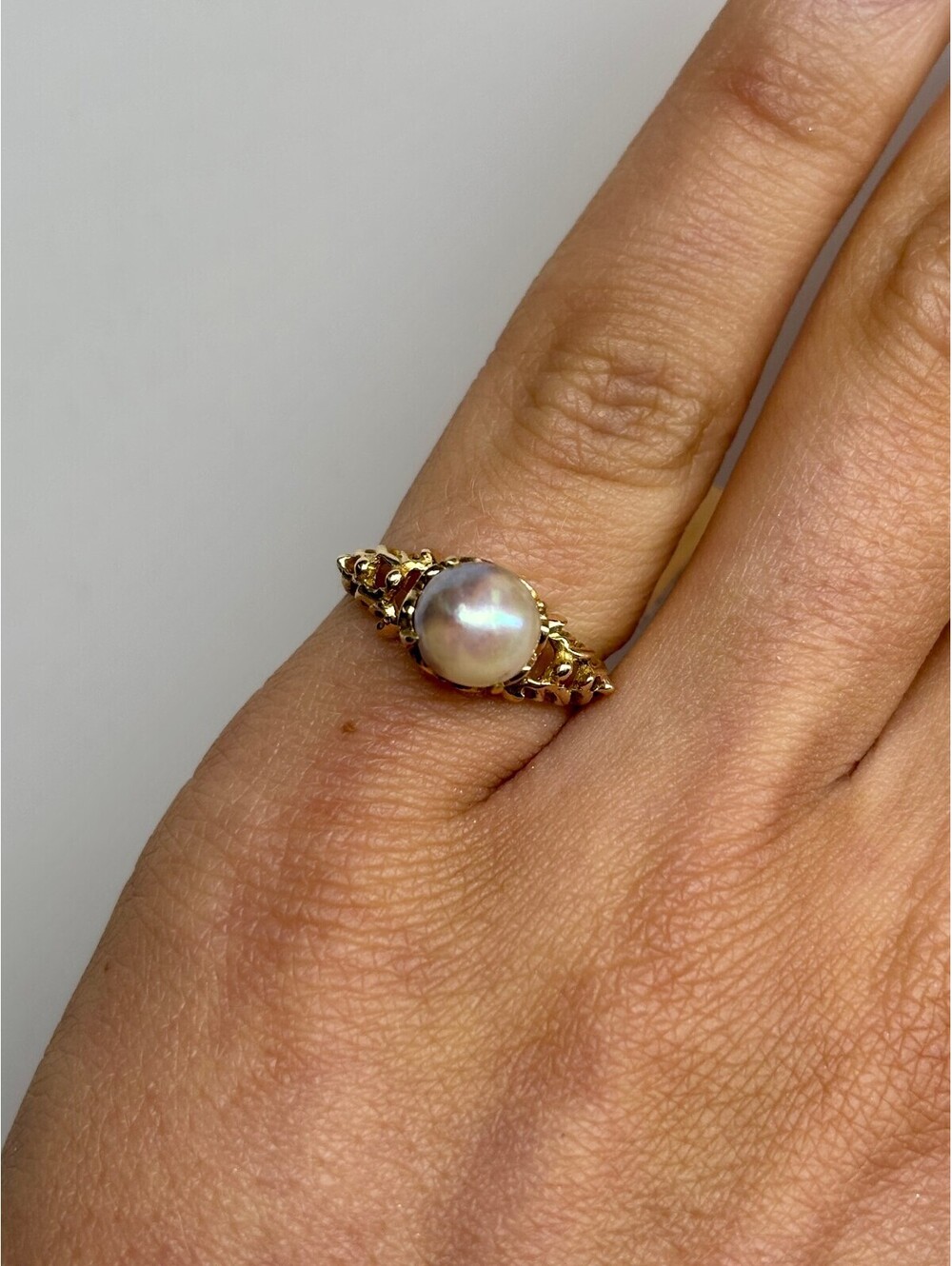 14k Yellow Gold Pearl Ring Antique